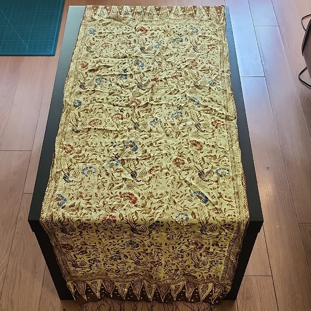 Gold and Blue Floral Novica Scarf